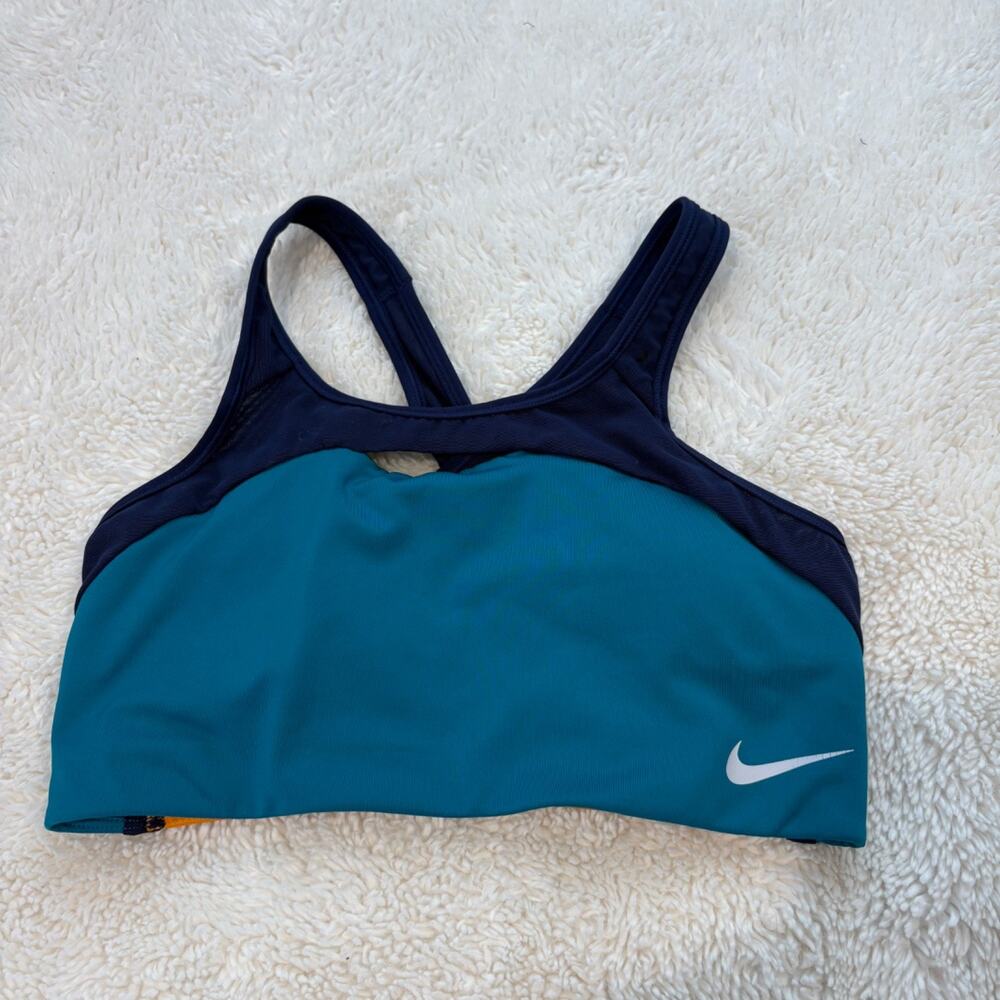 Nike Womens Sports Bra Color Block Sz L Preppy Cheer Sports Running Athleisure